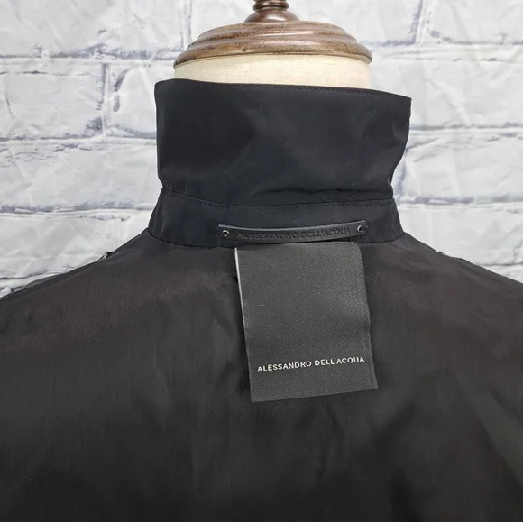 NWT Alessandro Dell'acqua Full Zip Jacket Fashion Woven Black Large / 50 - Picture 15 of 16
